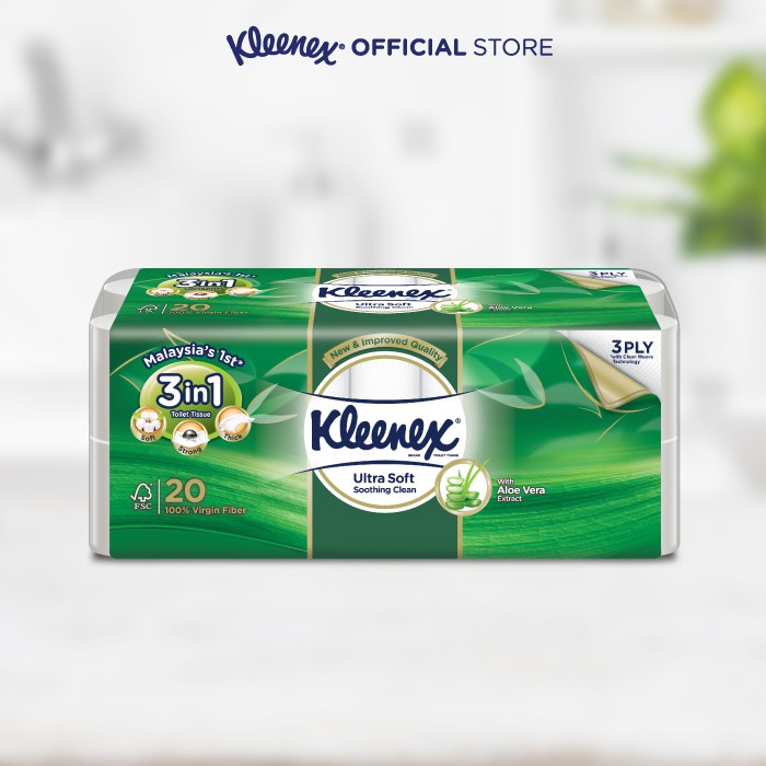 Bundle of 80 Rolls] Kleenex Bath Tissue Toilet Tissue Paper Clean Care Aloe  - 3Ply | Shopee Malaysia