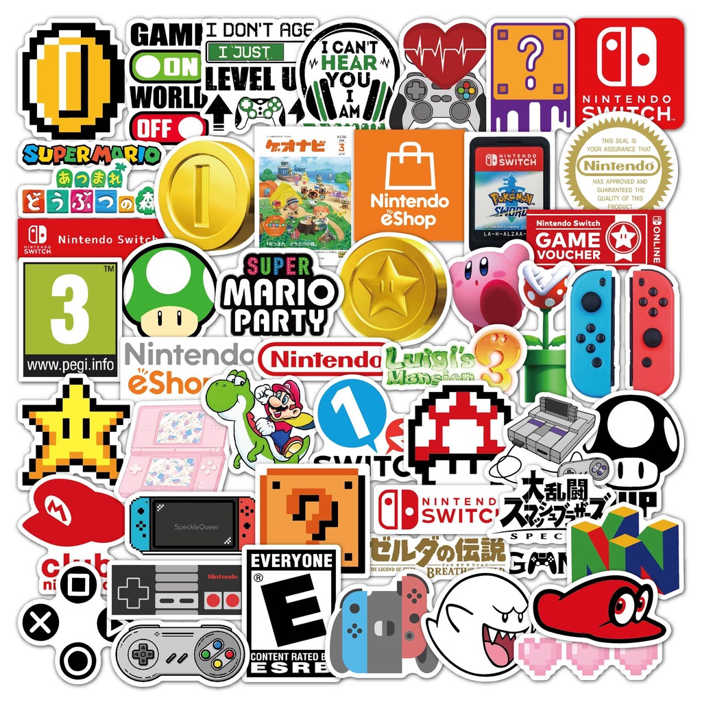 50 pcs Nintendo Swich/NS Theme Waterproof PVC Stickers | Shopee Malaysia
