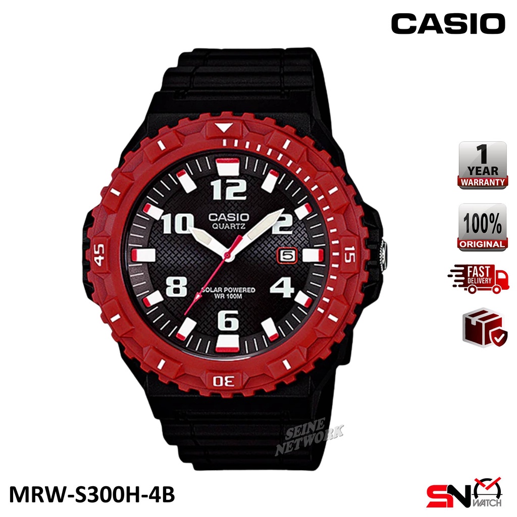 Casio Mrw S H Date Display Tough Solar Quartz Analog Black Resin Band