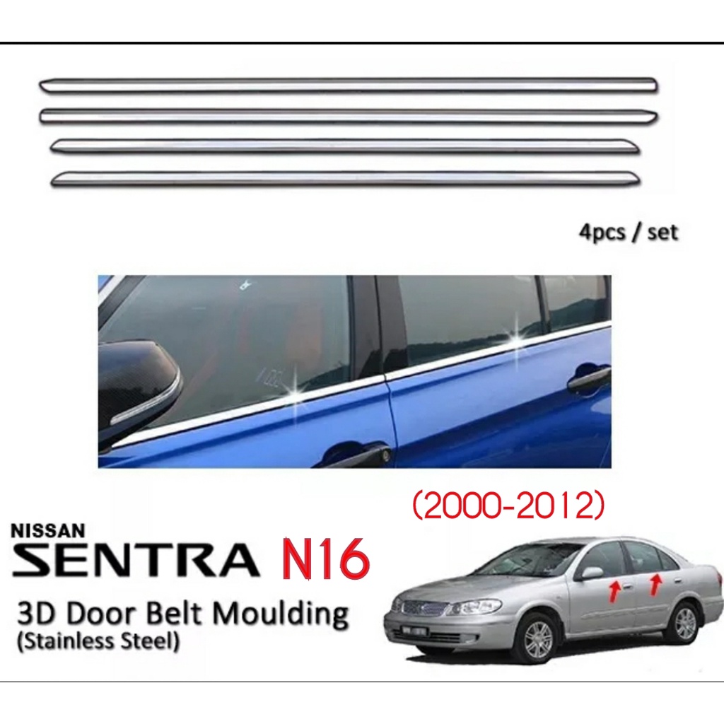 Nissan Sentra N16 Window Trim Chrome Lining / Door Belt Moulding (4pcs