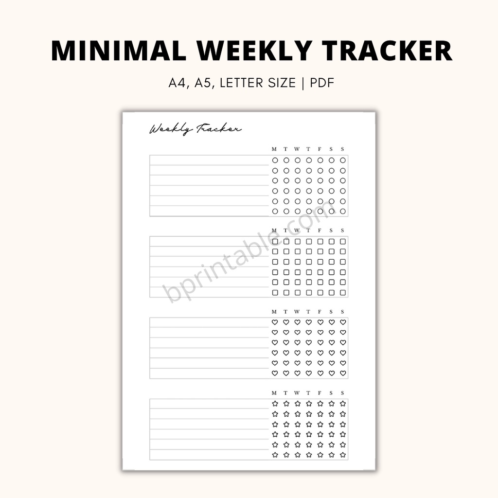 [PDF] Printable Weekly Tracker Planner Template Journal Planner Inserts ...