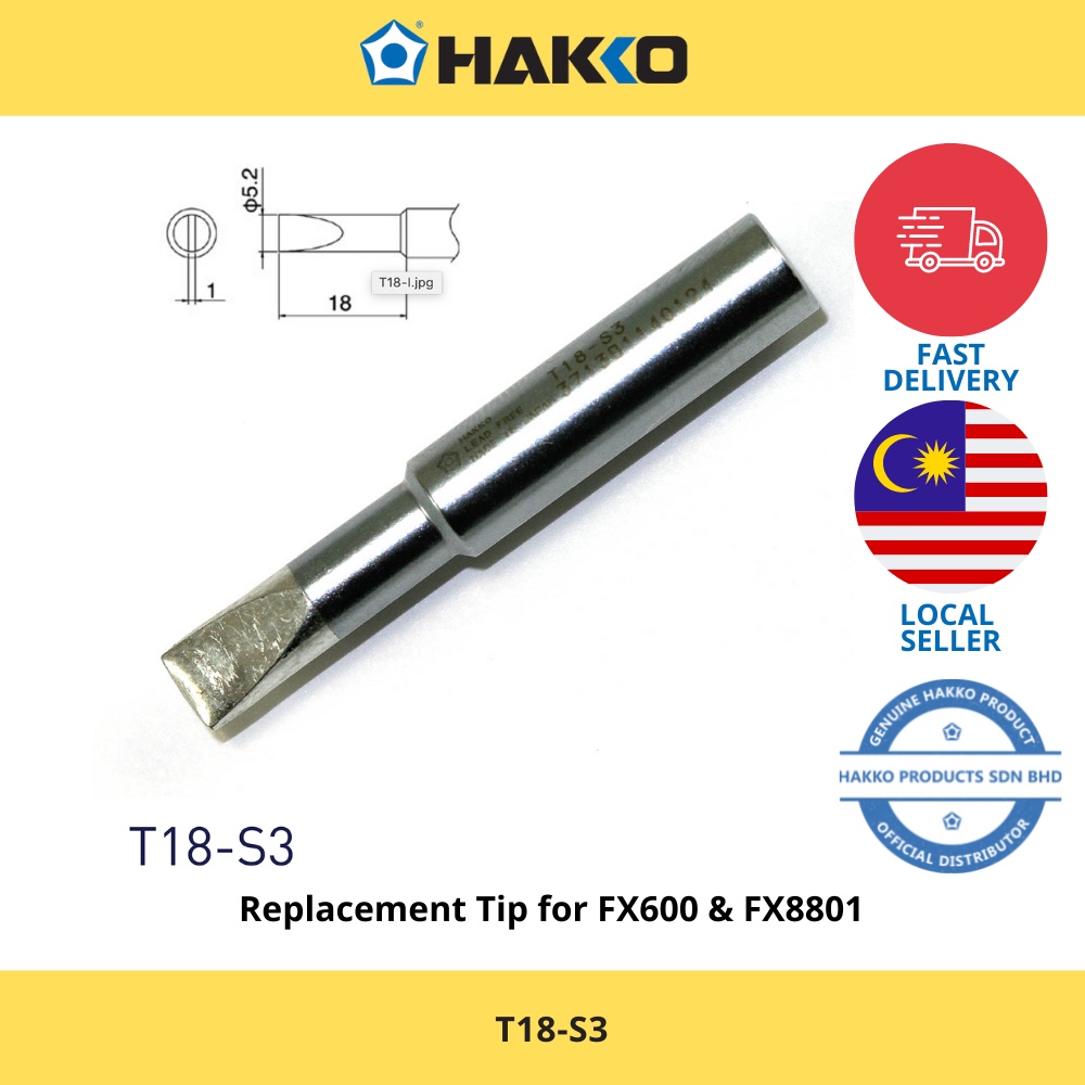 Hakko Punta Per Saldatore T18-S3 A Scalpello 5,2 Mm - Per Stazioni FX - 5