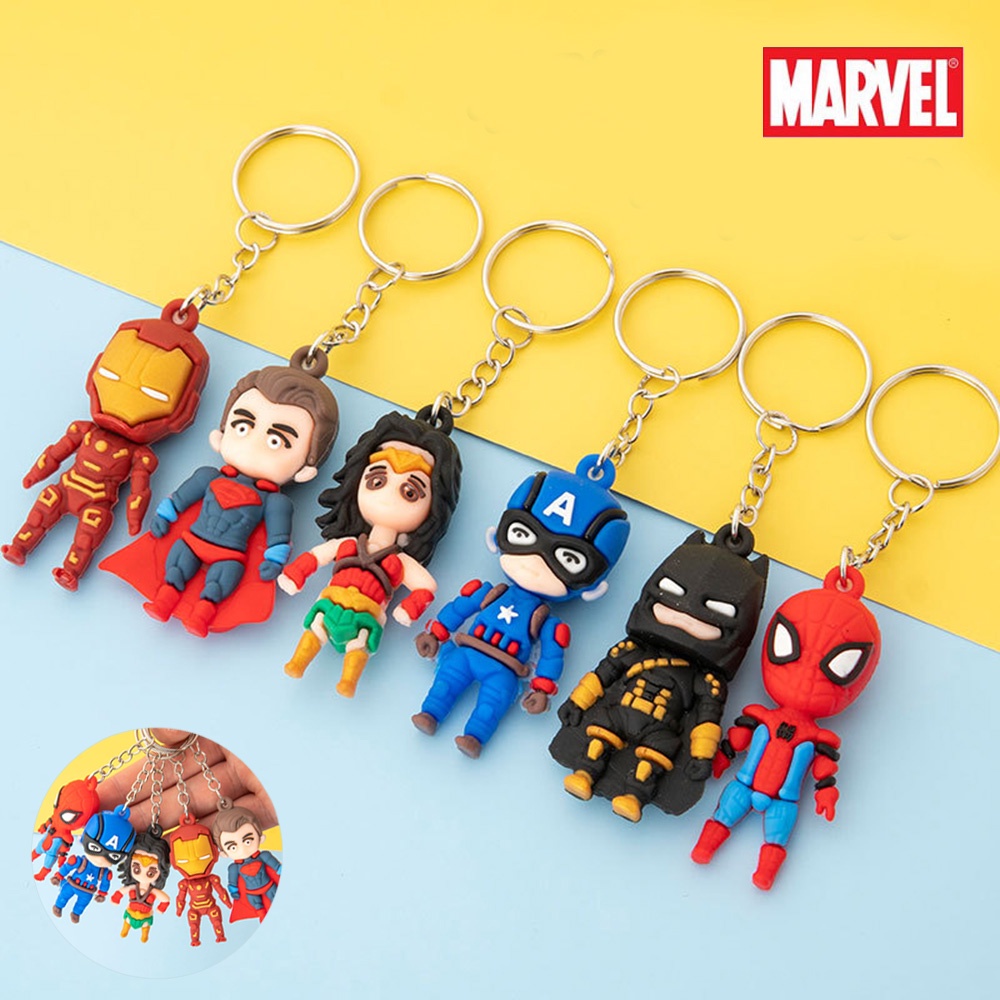 Marvel Avengers Cute Spiderman Keychain Ironman Superman Batman Captain ...