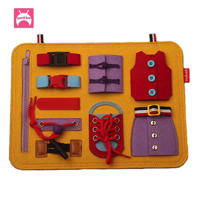 Montessori Basic Motor Skills Activity Busy Board and Sensory Toys with