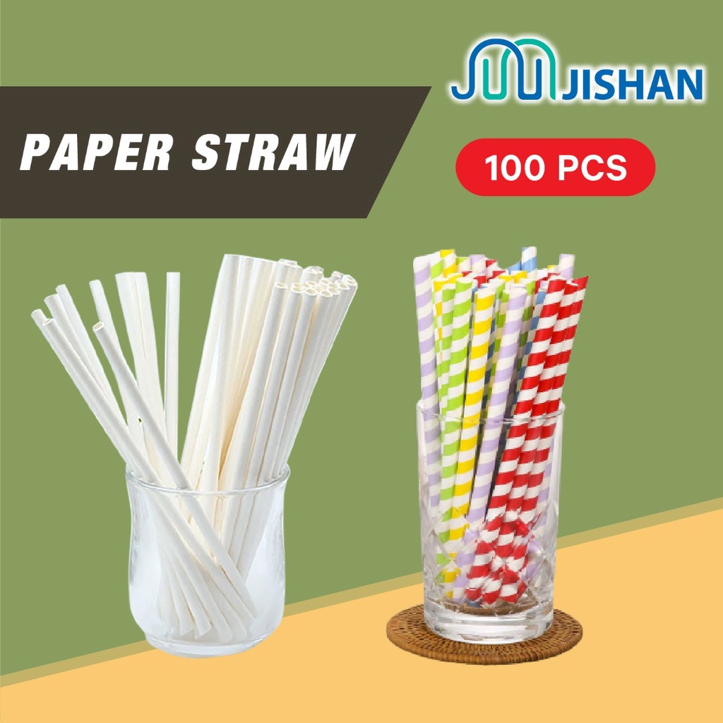 [100pcs] 6mm*197mm Paper Straw INDIVIDUALLY WRAPPED / Biodegradable Eco ...