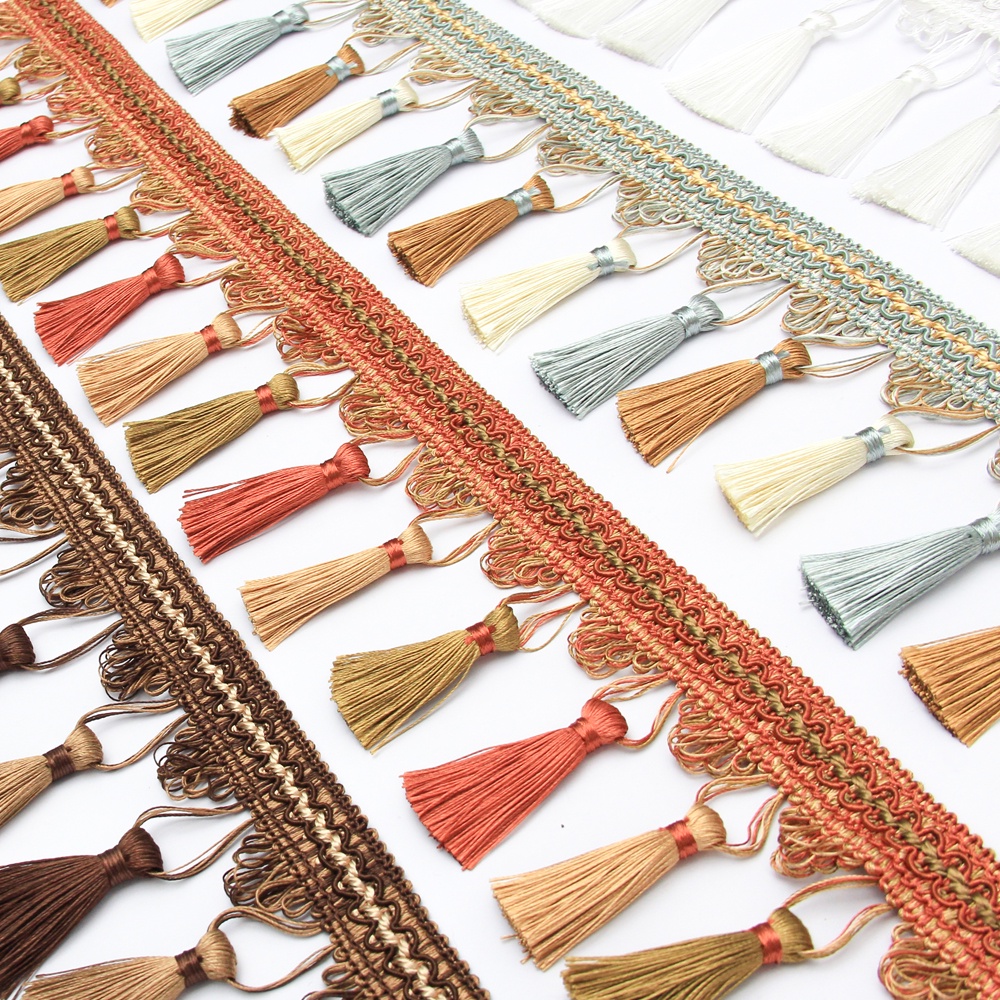 BEL AVENIR 6.5 Yard 3.5 Inches Tassel Fringe Trim Curtain Sewing Lace Decorative Green