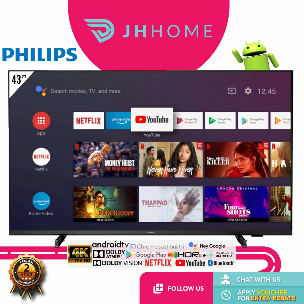 Philips 43” 4K UHD Android TV 43PUT7406 | Shopee Malaysia