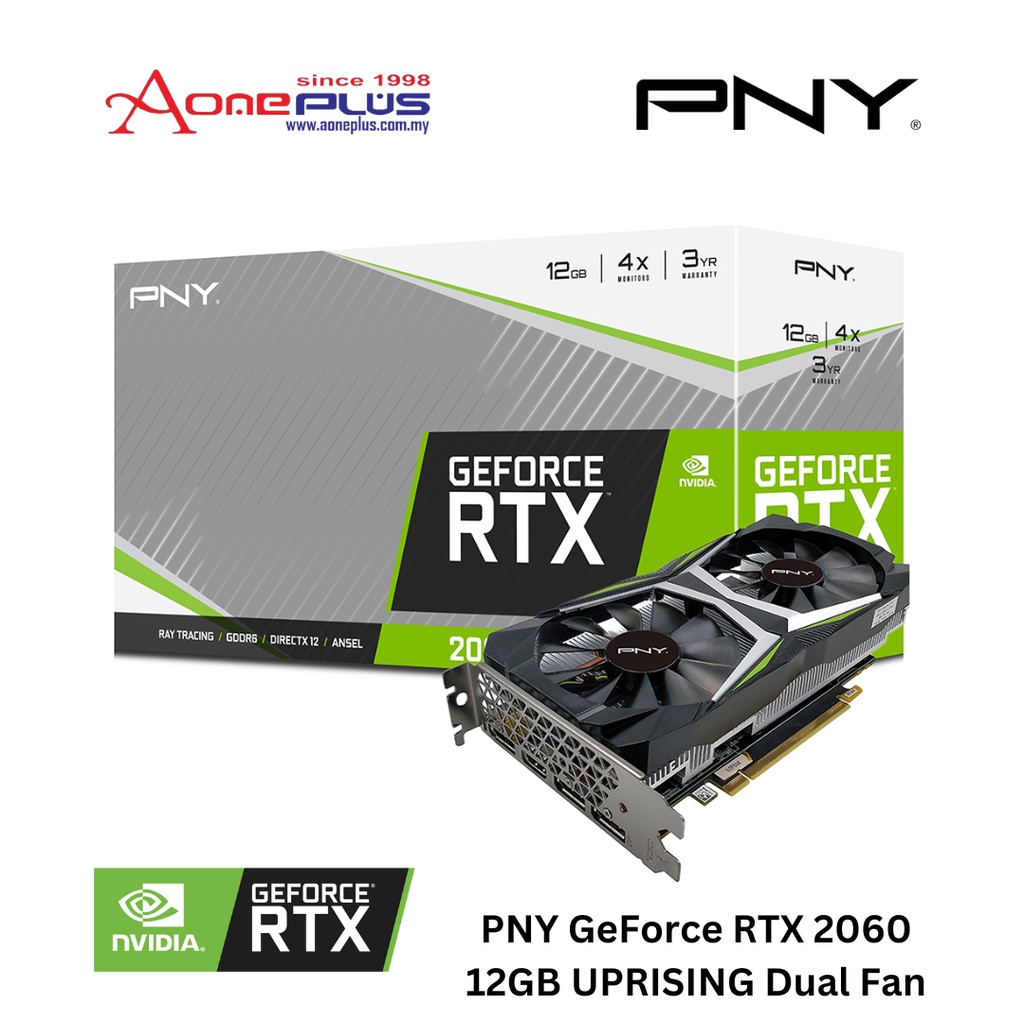 (AONE PLUS SS2) PNY GeForce RTX 2060 12GB UPRISING Dual Fan Graphic ...