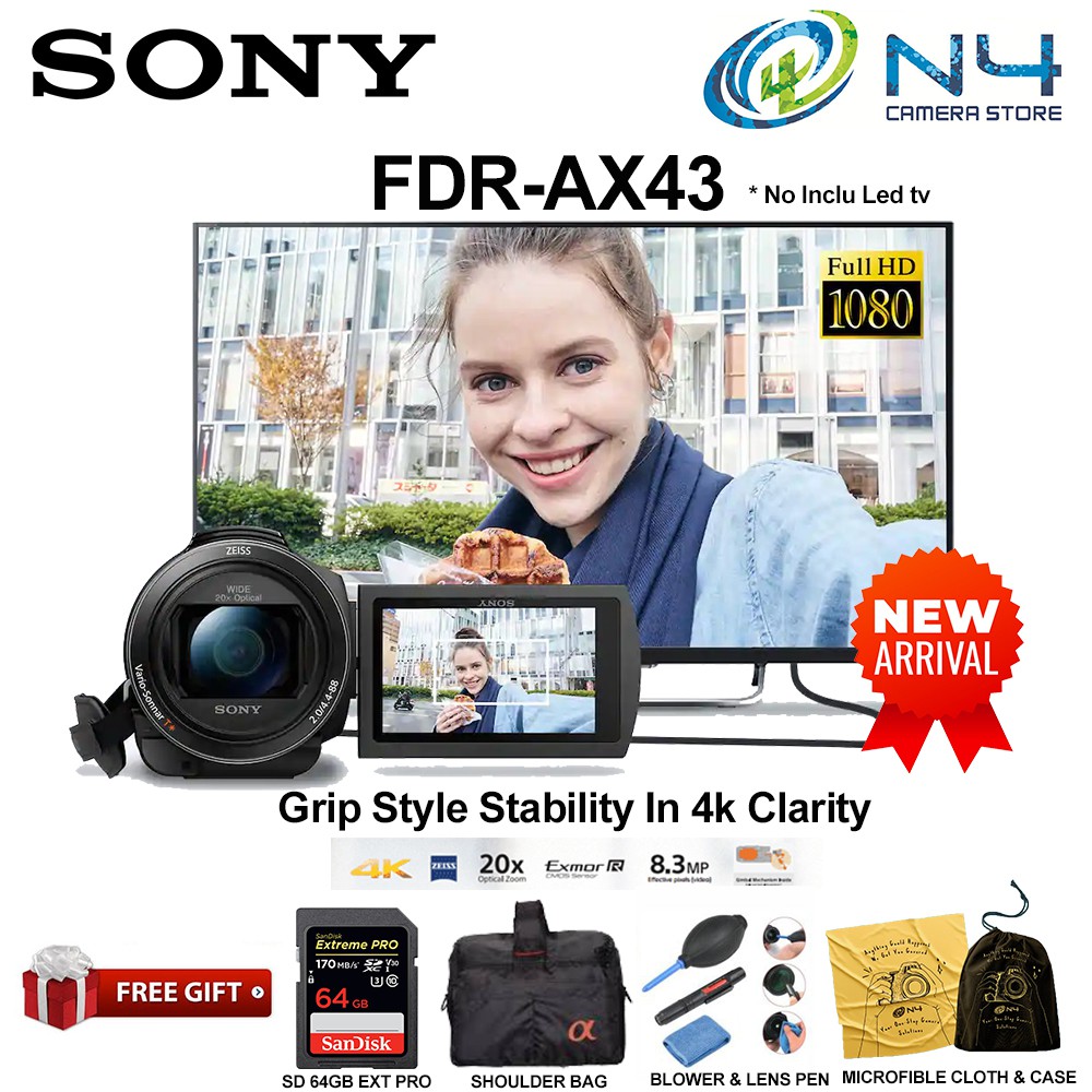 Sony FDRAX43 FDRAX43A 4K Handycam with builtin Gimbal (SONY MALAYSIA
