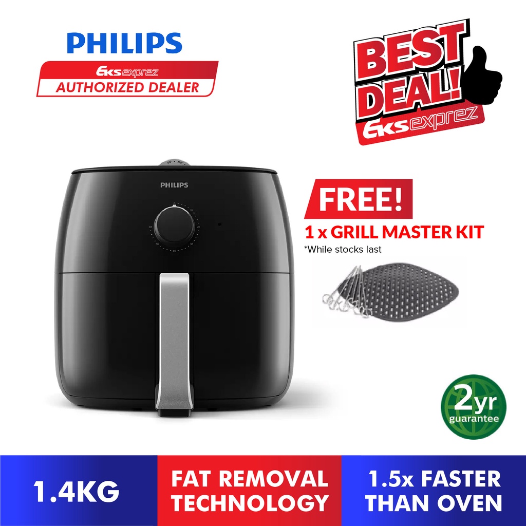 PHILIPS XXL Air Fryer Fry Bake Grill Roast Reheat (1.4kg) HD9630/99 Free Grill Master Kit