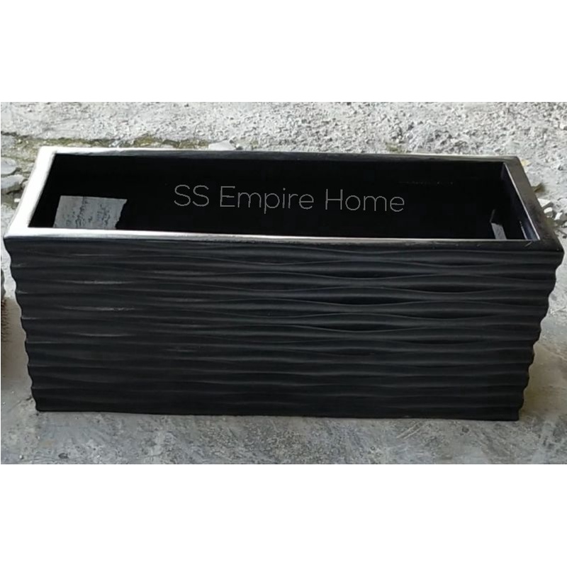 RUDI PB3 Waves Matte Black Grey White Fibreglass Planter box Flower Pot ...