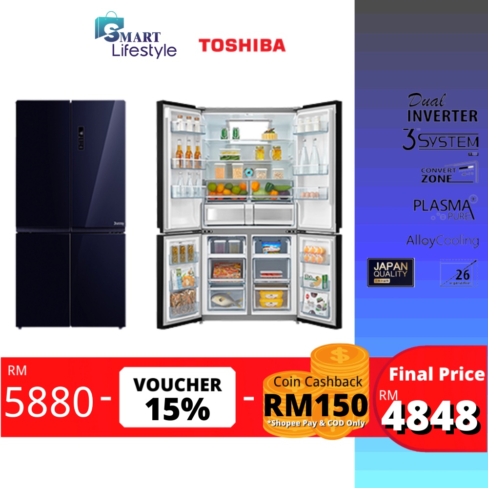 Toshiba Multi-Door DUAl Inverter Refrigerator (648L) GR-RF646WE-PGY ...