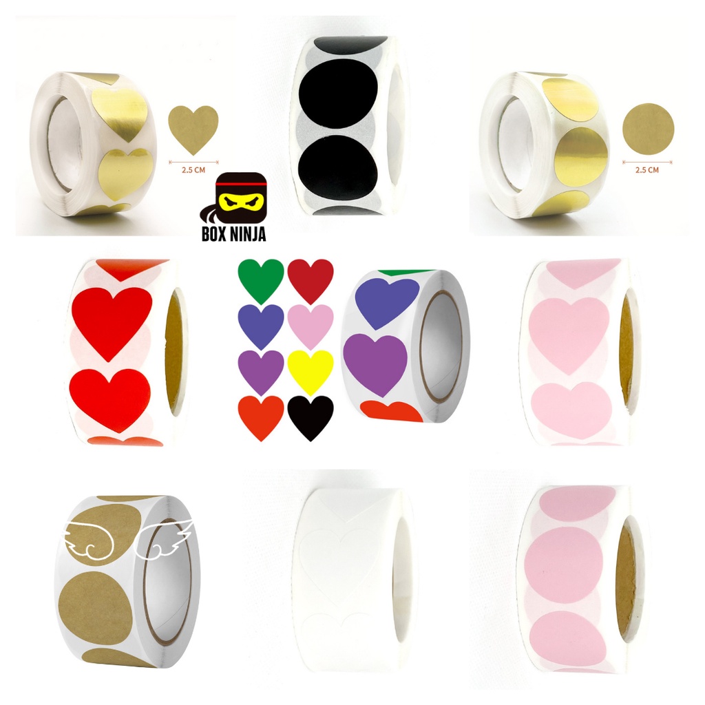 500ps/roll Round Heart Color Sticker Roll Love Stickers Color Label ...