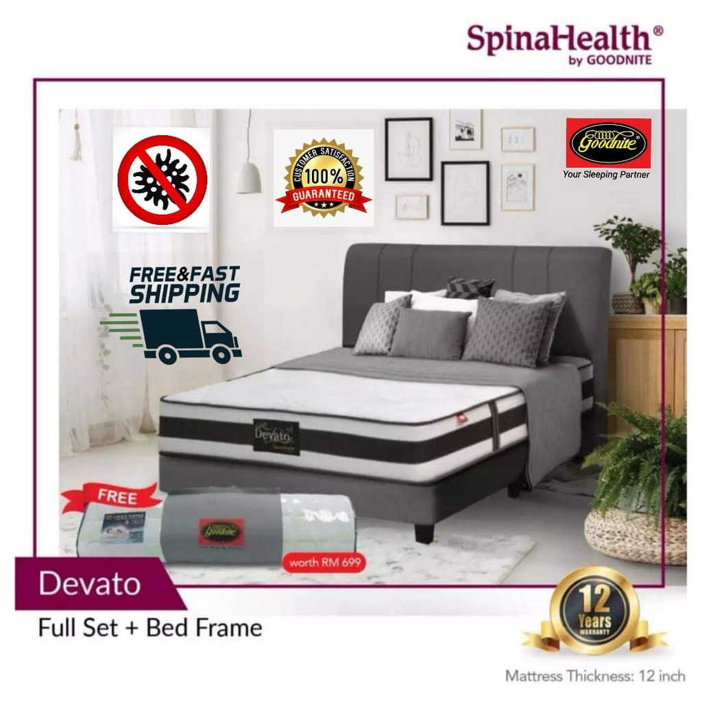 Goodnite Devato Full Set, 3-zone Pocket Spring Mattress + Bed Frame 