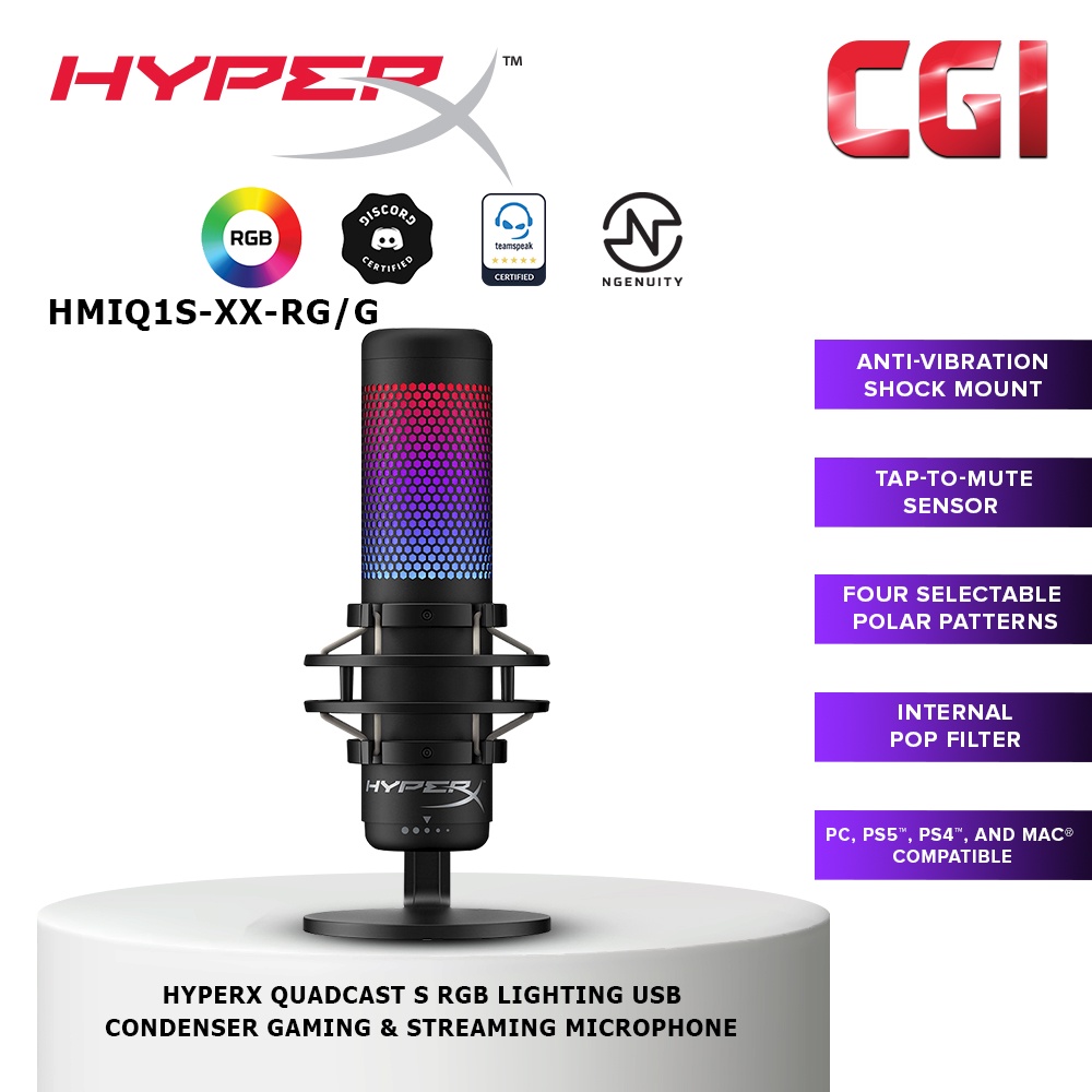 HyperX QuadCast S RGB USB Condenser Professional Microphone 4 Polar  Patterns For PC, PS4, PS5 and Mac
