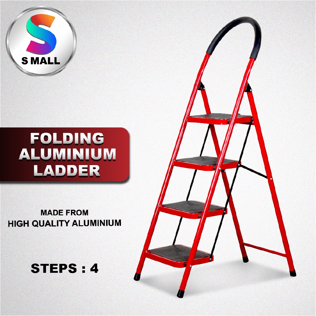 S MALL NON SLIP FOLDING L/WEIGHT LADDER (4 WIDE STEPS) | Shopee Malaysia