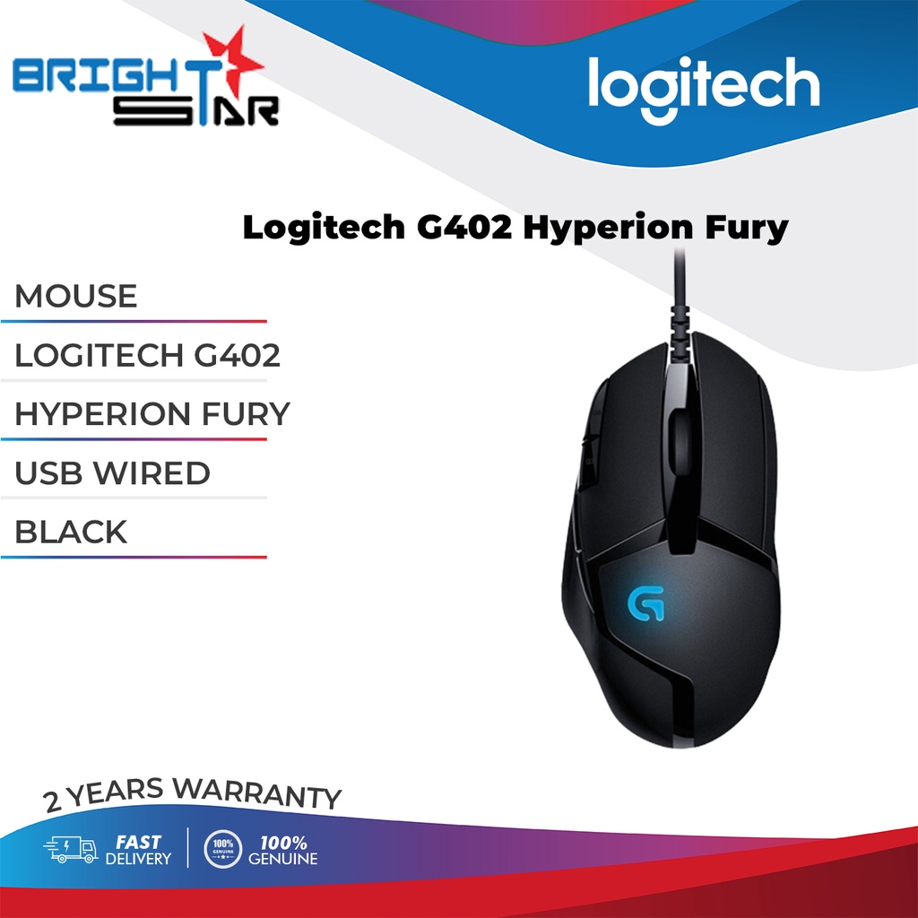 Logitech G402 Hyperion Fury Wired Gaming Mouse, 4,000 DPI, Lightweight, 8  Programmable Buttons 910-004070
