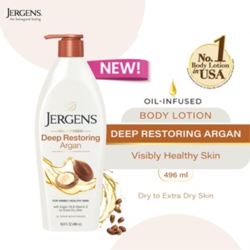 Jergens Oil Infused Restoring Argan Extra Dry Skin Body Lotion 496ml