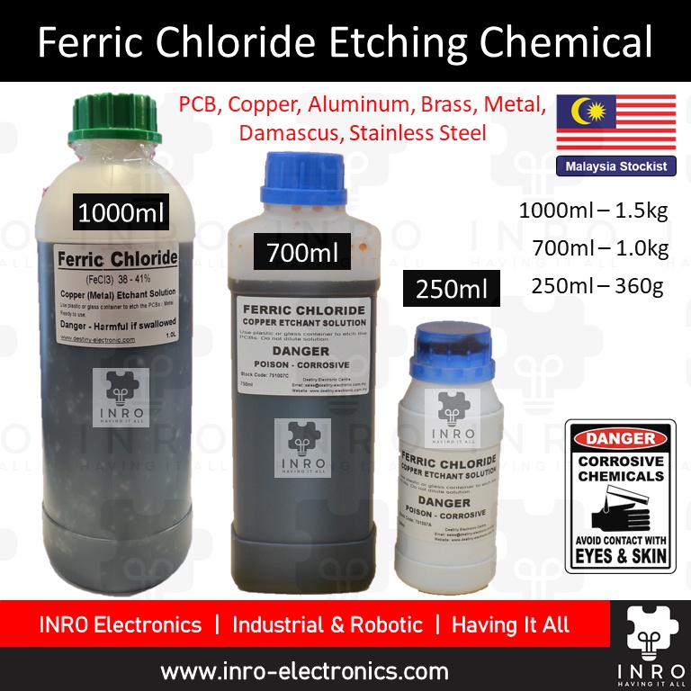 [250ml] Ferric Chloride Etching, High Purity, Acid, PCBs, Copper, Aluminium, Brass, Metal