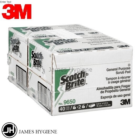 Scotch-Brite Green Scrubbing Pad 9650, 3 in x 4.5 in, 40/Box, 2 Box ...