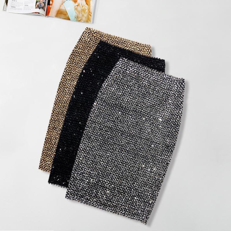 omen in autumn and winter new glittering Hip Wrap Skirt elastic ov 