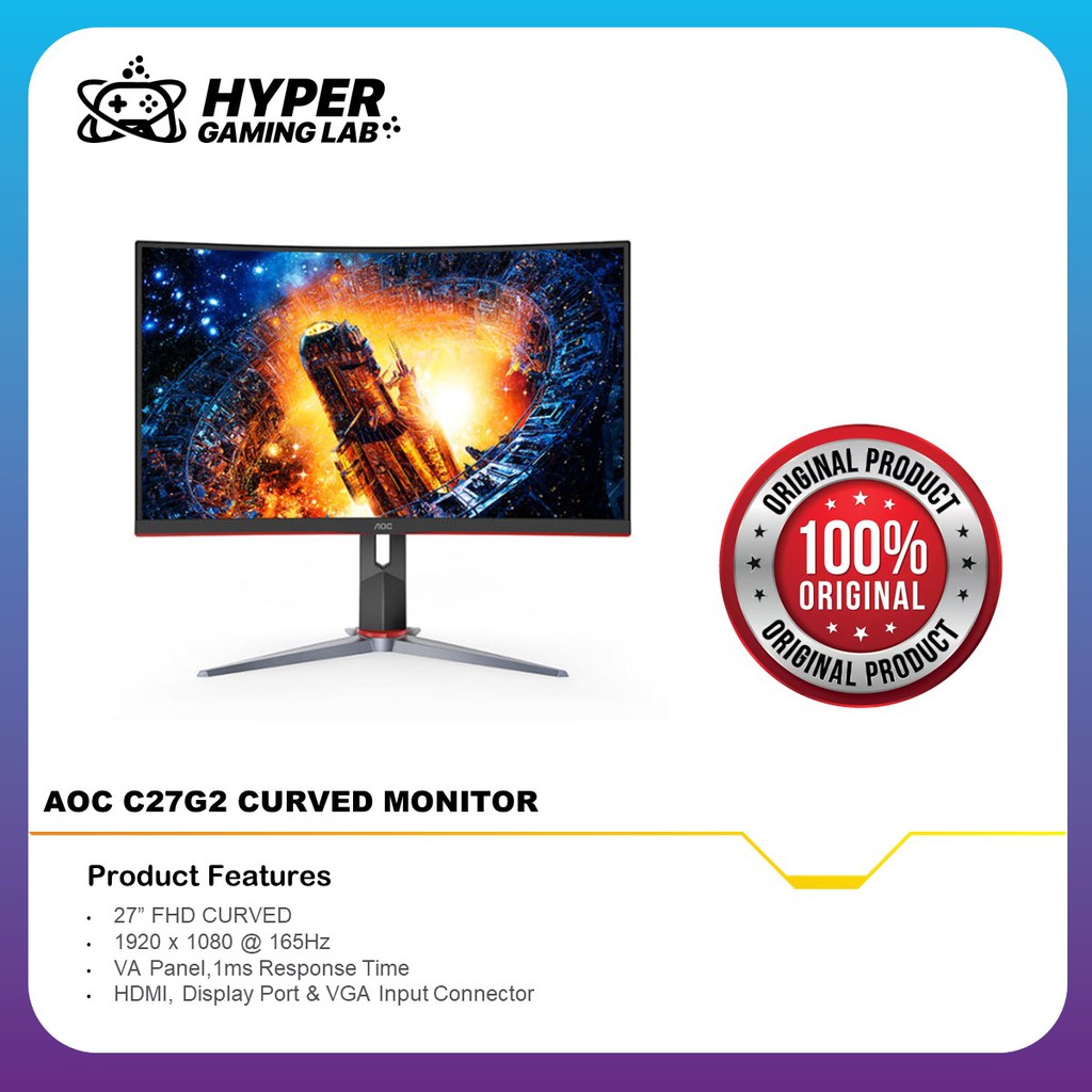 Aoc C27g2 165hz 27 165hz 1ms Curve Fhd Adaptive Sync Gaming Monitor Shopee Malaysia