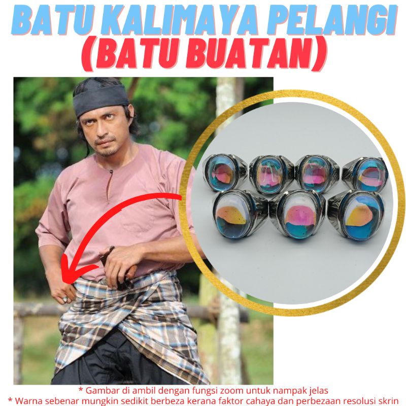 Cincin Batu Kalimaya Pelangi / Cincin Mat Kilau / Batu permata buatan