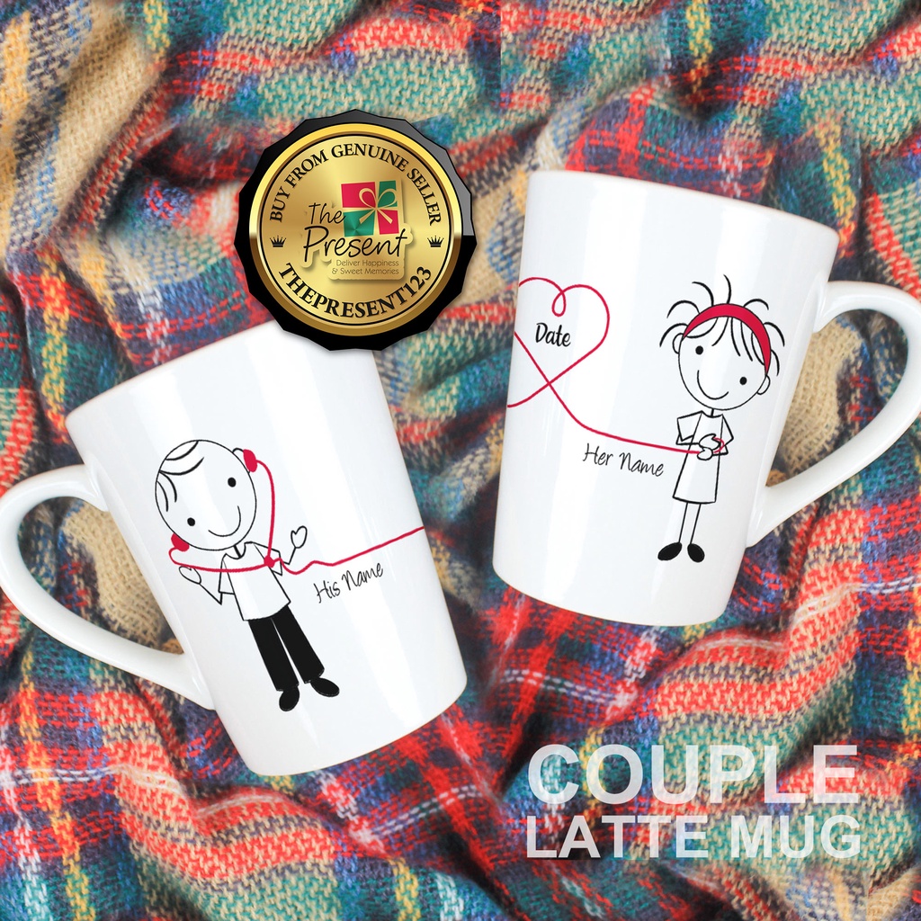 " Heartbeat of Love " Custom Name Couple Mug Set (2pcs) Celebrate The