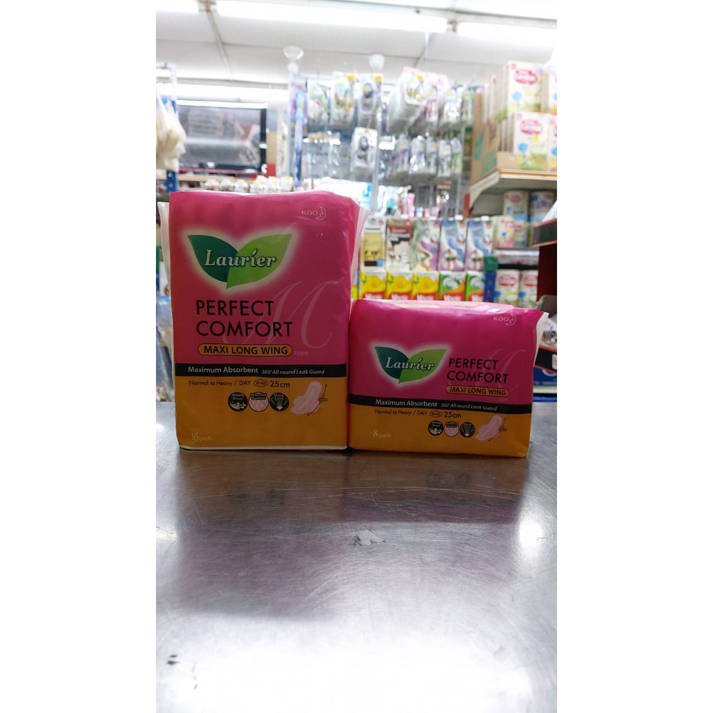 Laurier Perfect Comfort Maxi Long Wing 25cm (8 pads/16pads) | Shopee ...