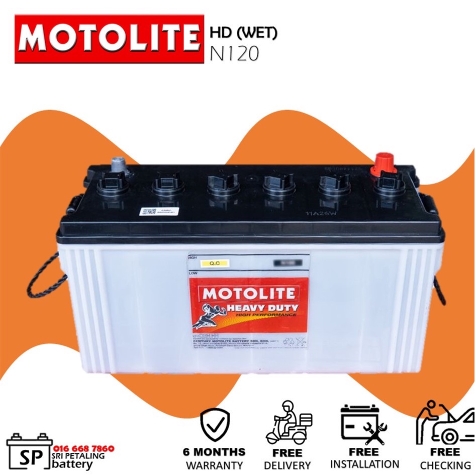 [ N120 ] Motolite Heavy Duty Wet Car Battery Bateri Kereta Lorry