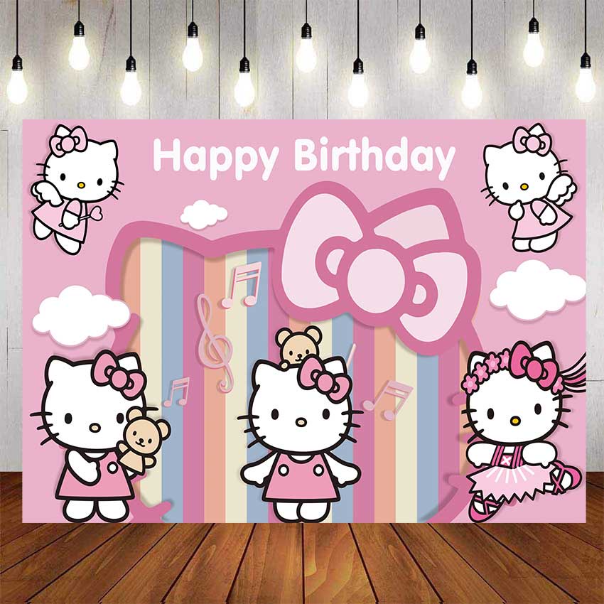 Pink Cute Hello Kitty Backdrop For Photography Baby Shower Kids Girls ...