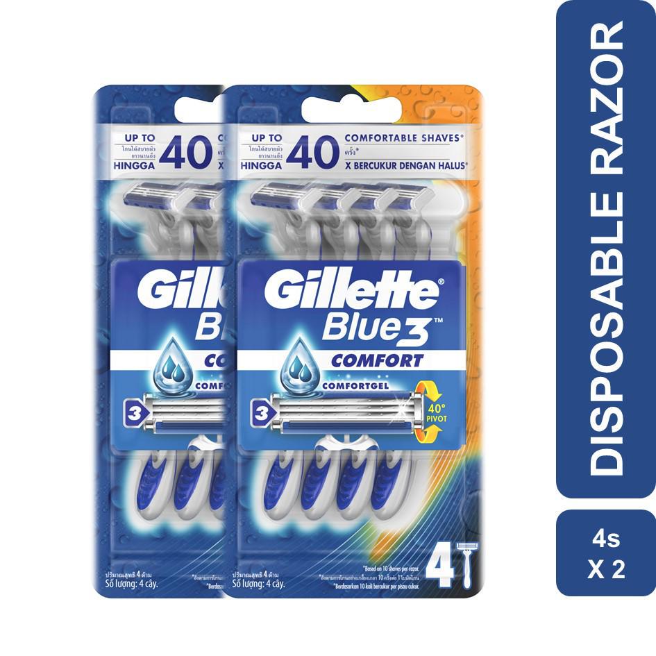 [Bundle of 2] Gillette Blue3 Comfort Disposable Razor 4 Counts | Shopee ...