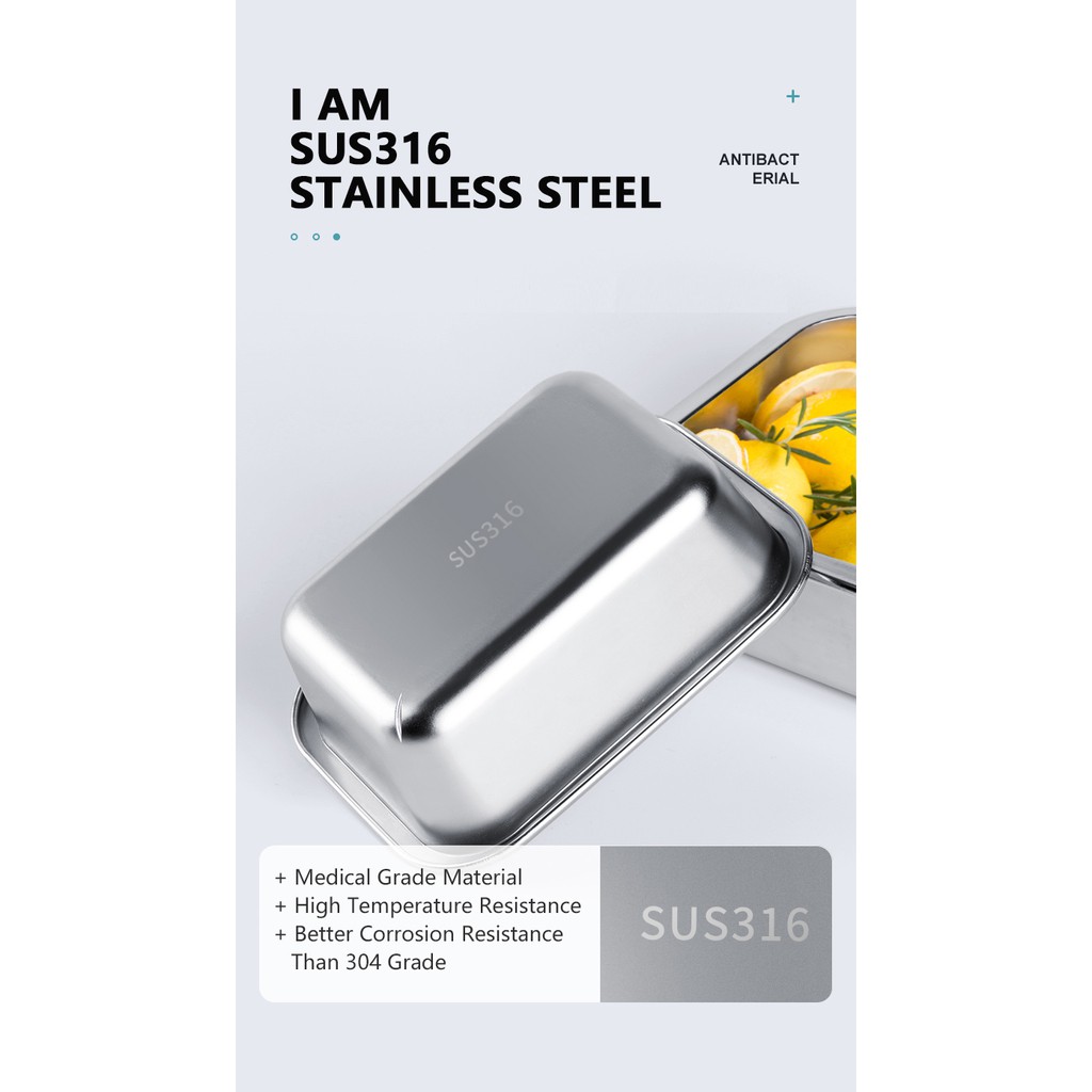 EZALO 304/316 Stainless Steel Rectangle Snap Lock Storage Container ...