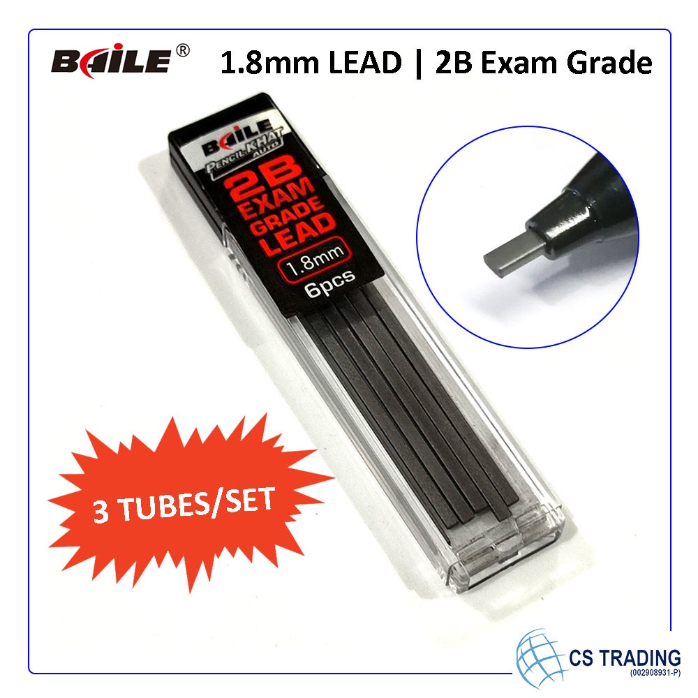 3 Tubes x Baile 1.8mm 2B Pencil Lead for Calligraphy Jawi Khat Mechanical Pencil Shopee Malaysia