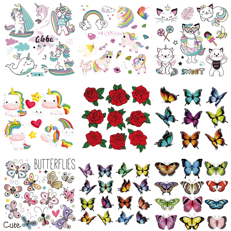 DIY Sticker Patch For Clothes Unicorn Flowers Mini Size Iron On Patches ...