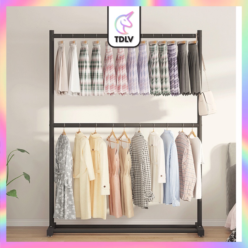 TDLV Double Coat Hanger Hanging Clothes Rack Home Clothes Hanger Simple