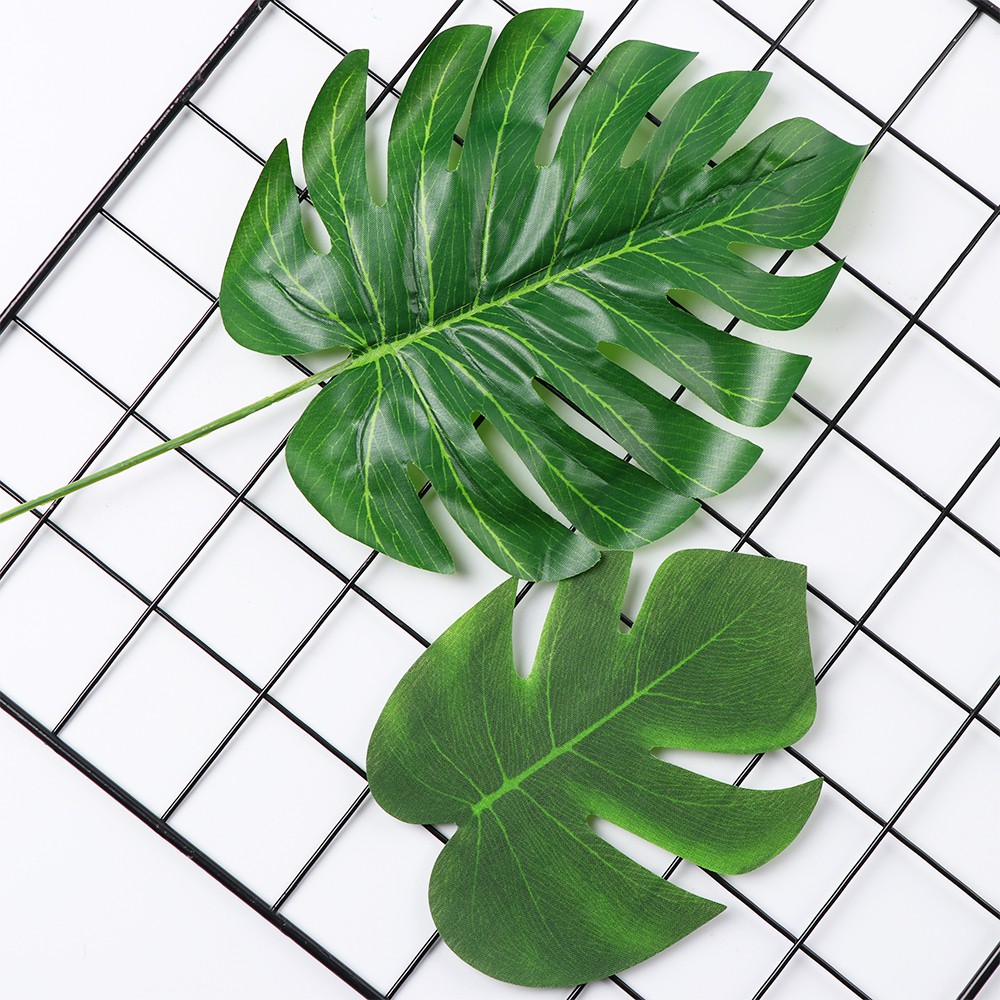 Green/Gold Artificial leaf Tropical Monstera Fake Plant Leaves Home