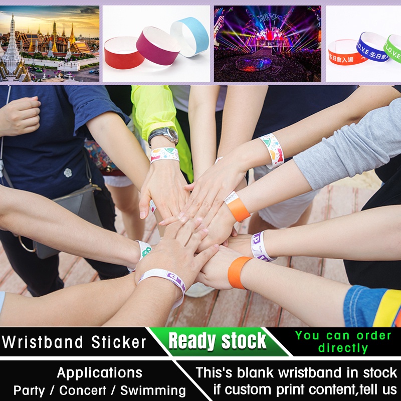 100pcs waterproof tyvek paper disposable wristband sticker events wrist ...