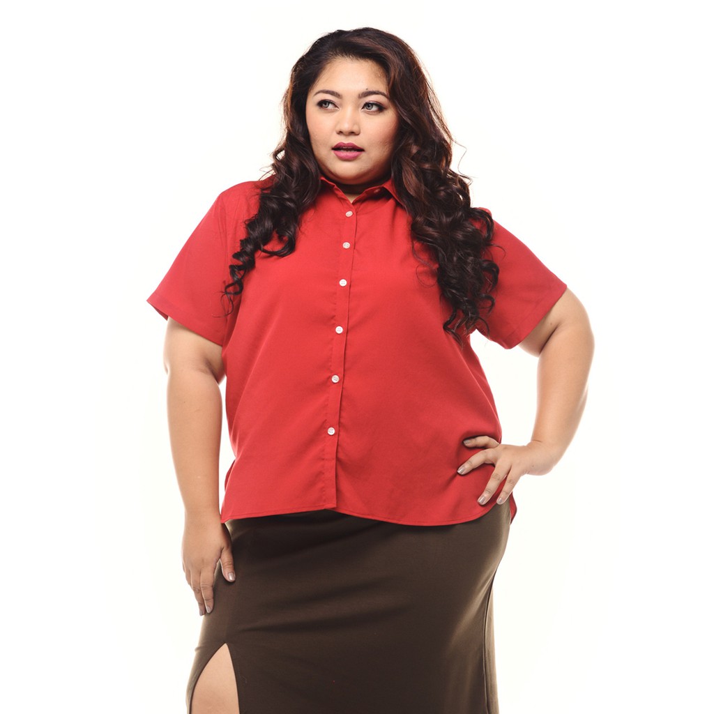 Jazz & Co Women Plus Size S/S Shirt - Red | Shopee Malaysia