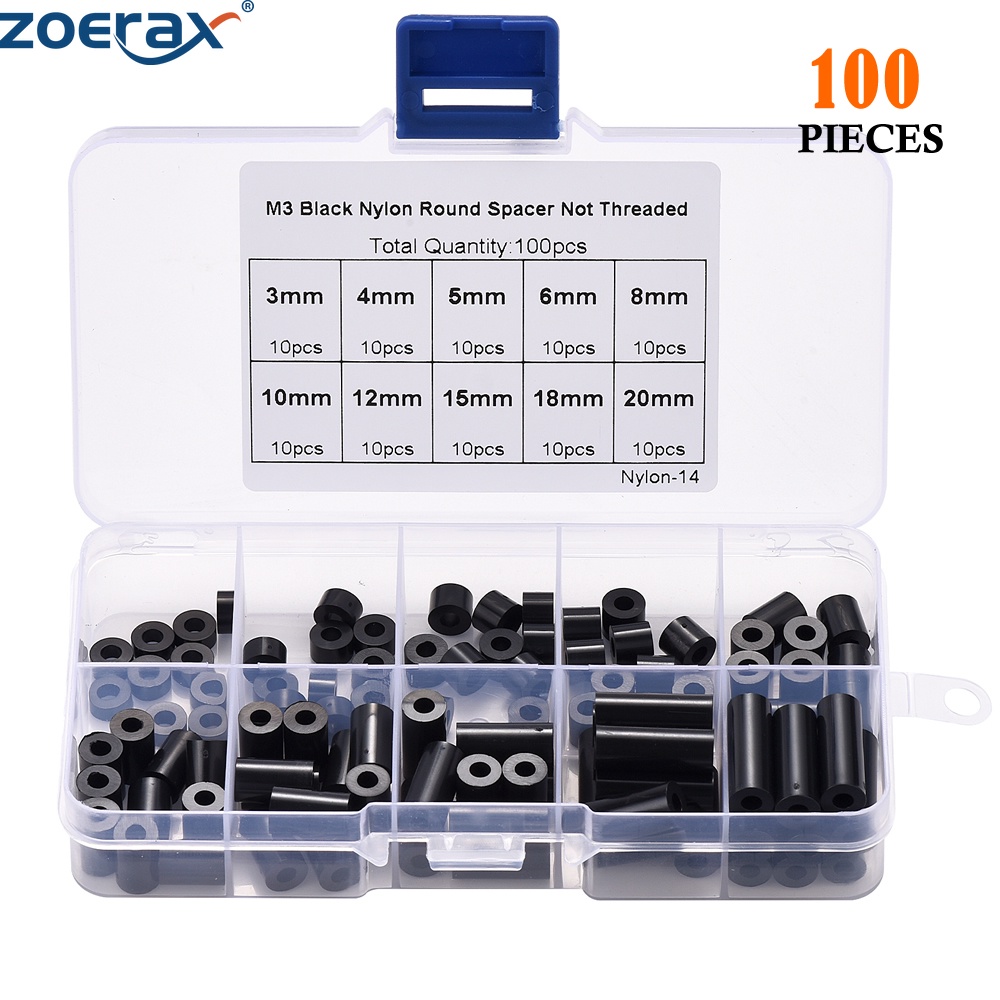 ZoeRax 100pcs M3 Nylon Round ABS Metric Spacer Insulation Plastic
