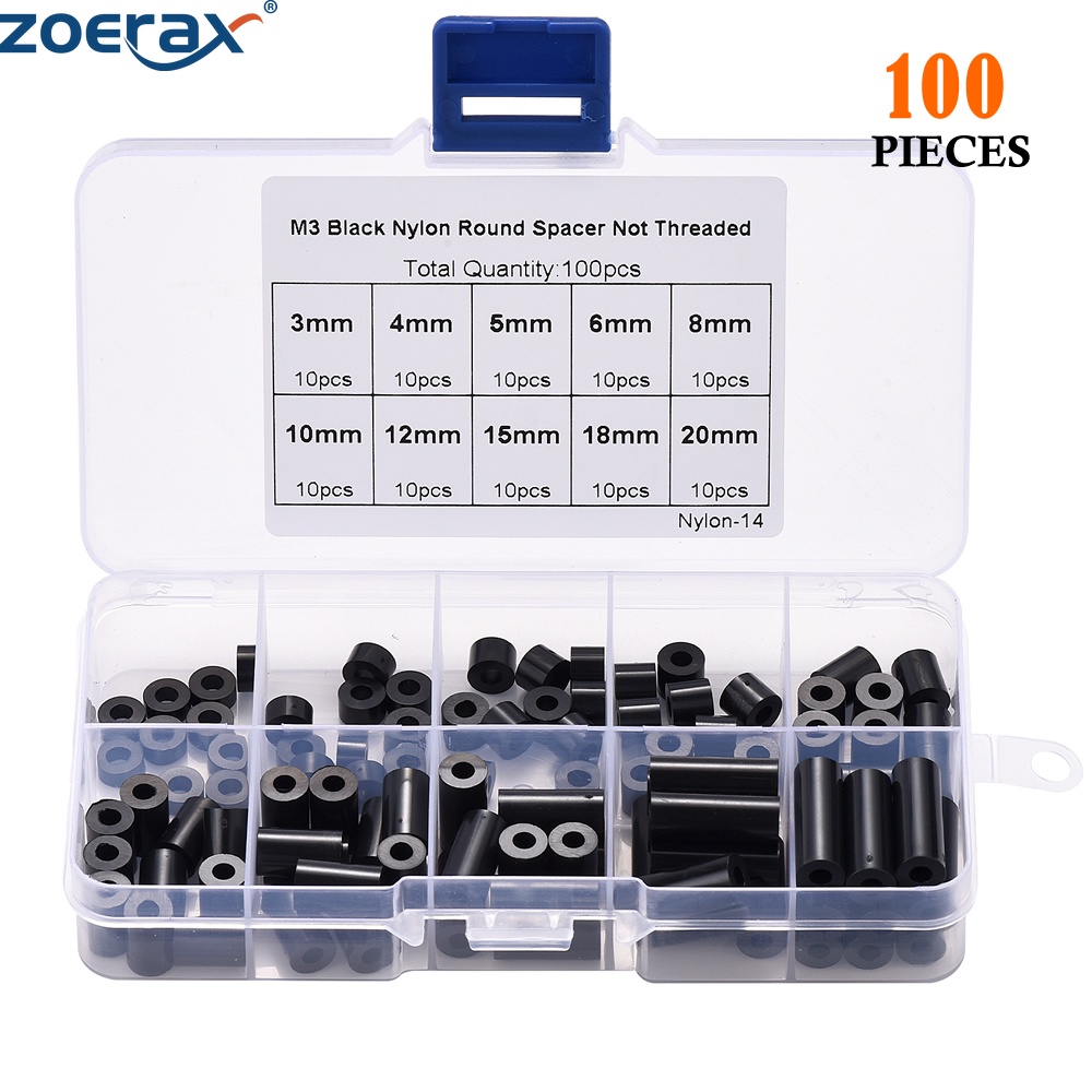 ZoeRax 100pcs M3 Nylon Round ABS Metric Spacer Insulation Plastic ...