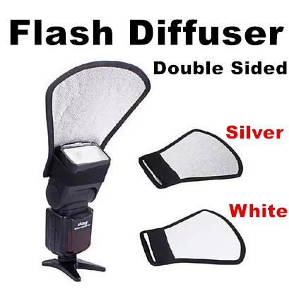 Two Sided Bounce Flash Diffuser Reflector (Silver/White)