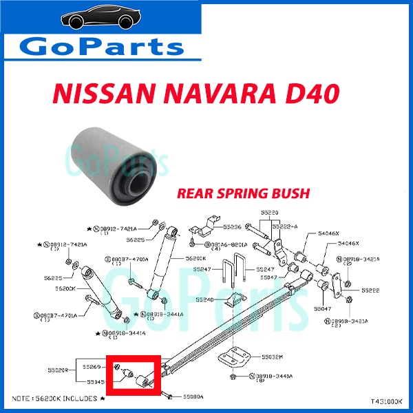 NISSAN NAVARA D40 REAR LEAF SPRING BUSH IRON 55045EB71B 1PC Shopee