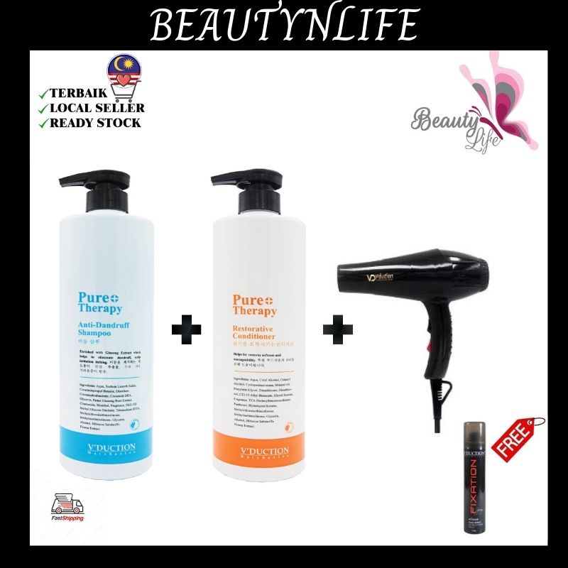 V'DUCTION Anti-Dandruff Shampoo + Conditional + Hair Dryer ( Free Hair ...