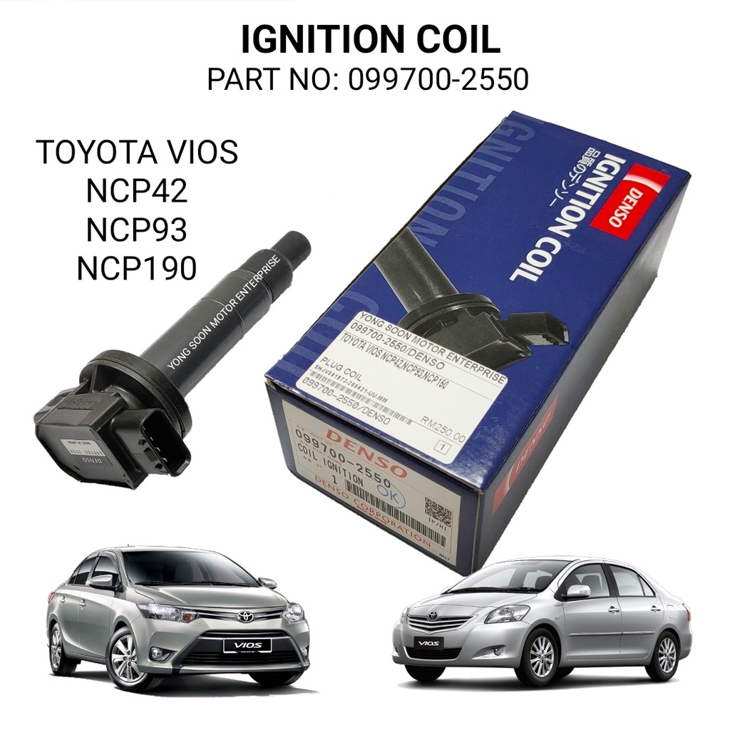 100 ORIGINAL (NEW) DENSO&TOYOTA IGNITION COIL TOYOTA VIOS NCP42