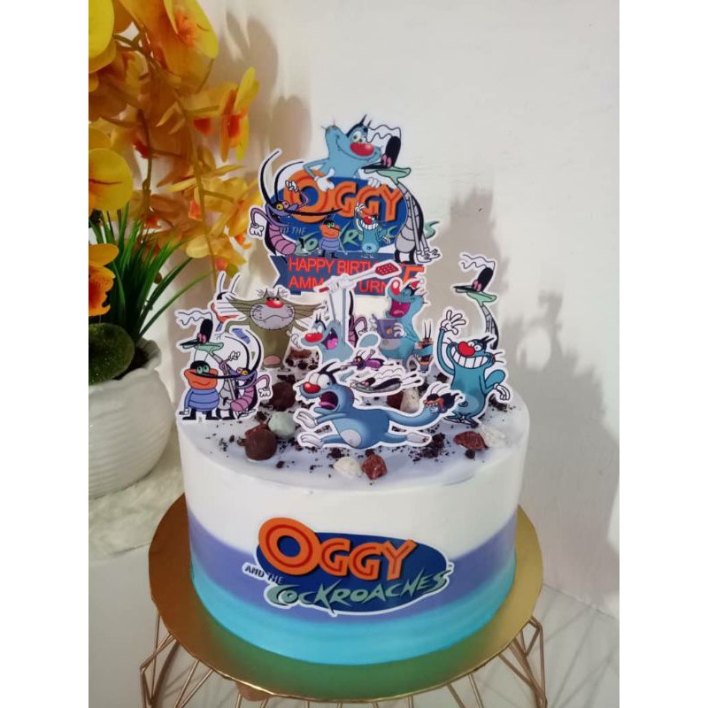 cake topper OGGY AND THE COCKROACHES 1set custom | Shopee Malaysia
