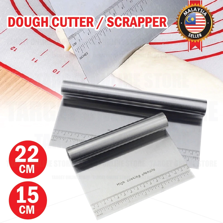 Stainless Steel Dough Cutter Pastry Bench Scraper with Measuring Scale ...