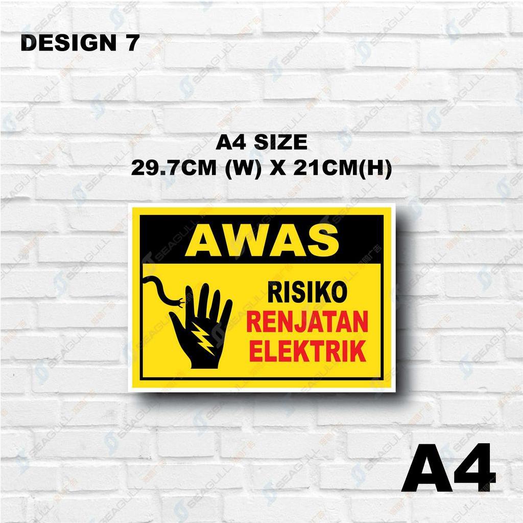 Electric Shock Risk Sign/ Electric Hazard Sign/ Papan Risiko Renjatan ...