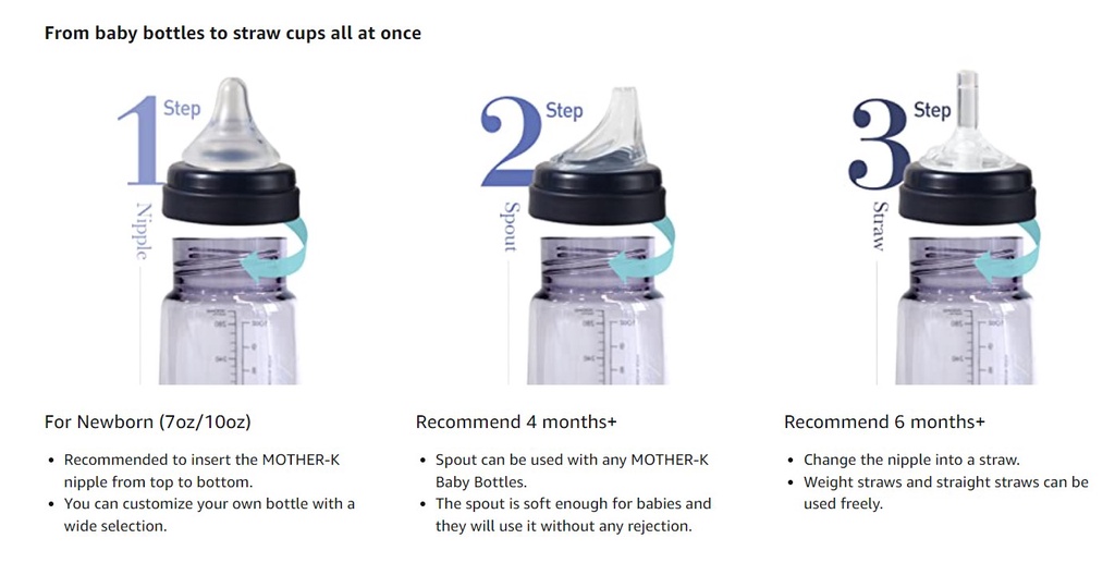 MOTHER-K K-mom Hug 360 Degree Weighted Straw Cup w/Handle / PPSU ...