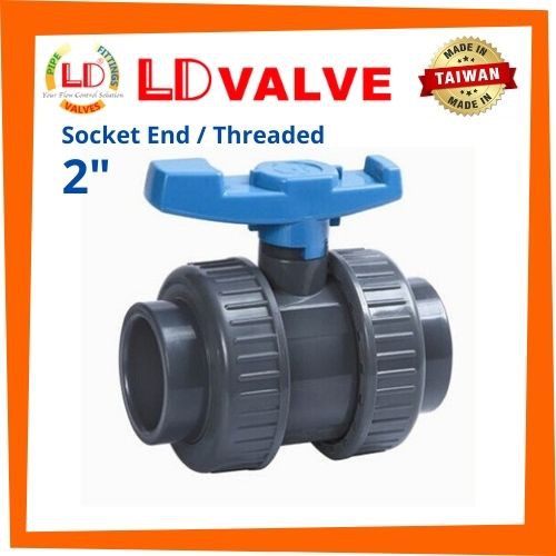 2 LD-868 PVC Double Union Ball Valve (Socket End) (Threaded)